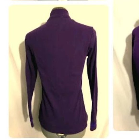 Mock neck Ribbed 1/2 zip up Workout Knitted Top XS Plum Purple Lace Athleisure - Picture 4 of 10